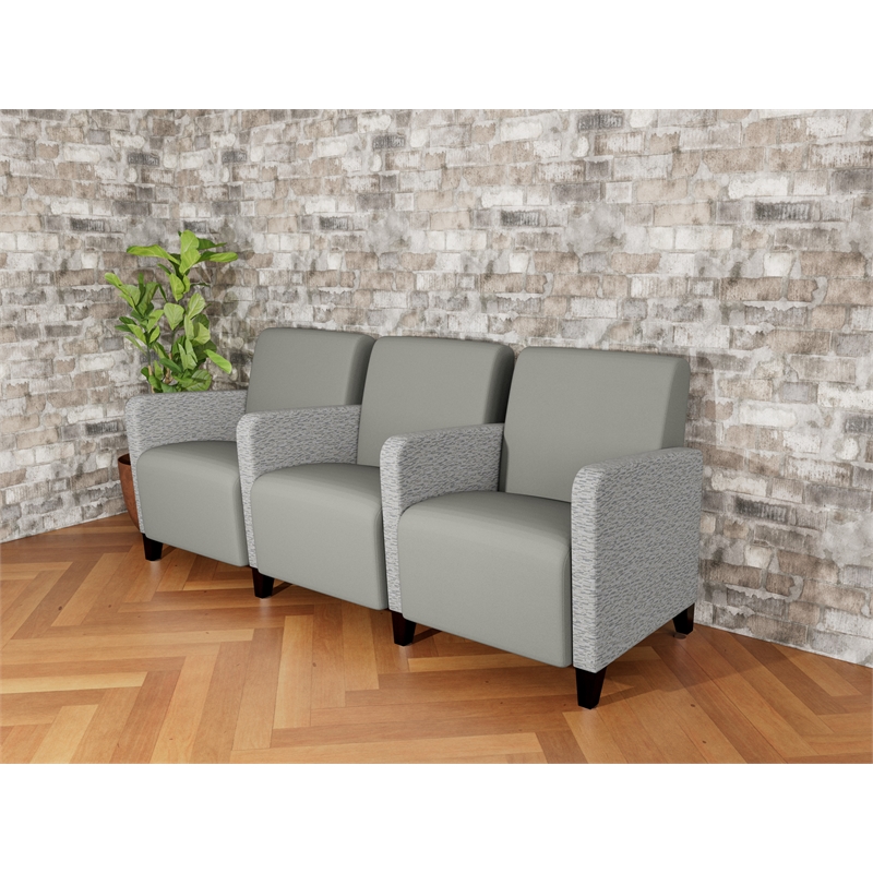 Lesro Ravenna Lounge Reception 3 Seat Tandem Seating in Gray