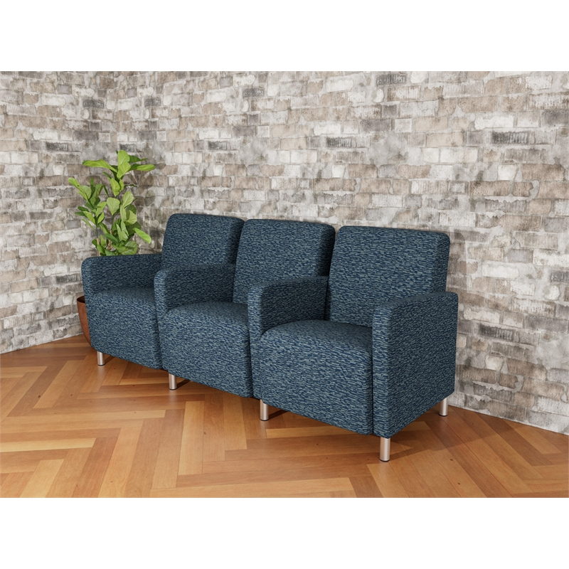 Lesro Ravenna Lounge Reception 3 Seat Tandem Seating in Blue