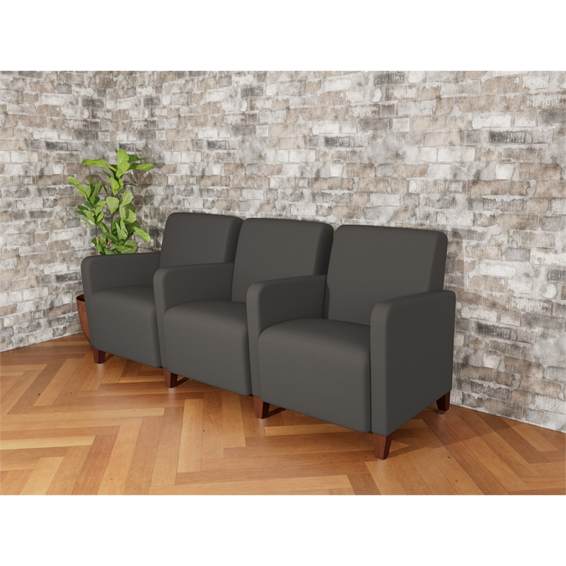 Lesro Ravenna Lounge Reception 3 Seat Tandem Seating in Gray