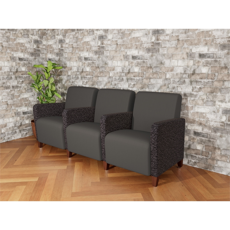Lesro Ravenna Lounge Reception 3 Seat Tandem Seating in Gray