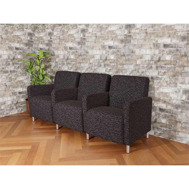 Lesro Ravenna Lounge Reception 3 Seat Tandem Seating in Black