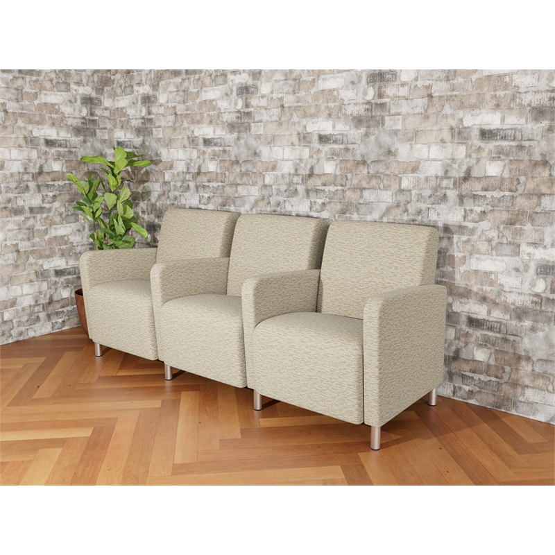 Lesro Ravenna Lounge Reception 3 Seat Tandem Seating in Beige