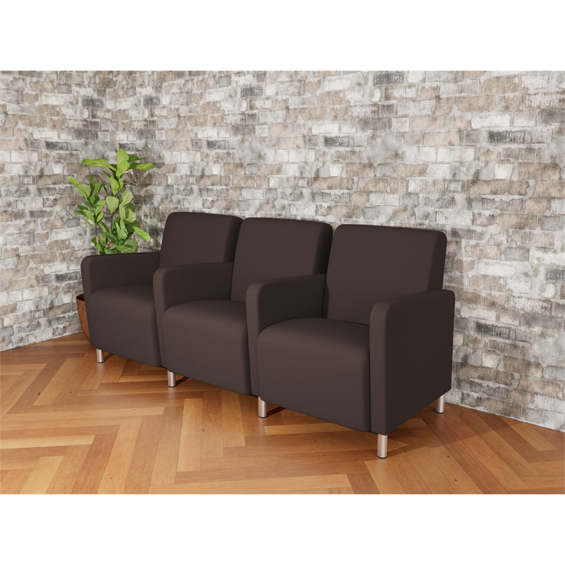 Lesro Ravenna Lounge Reception 3 Seat Tandem Seating in Brown
