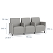 Lesro Ravenna Lounge Reception 3 Seat Tandem Seating in Brown