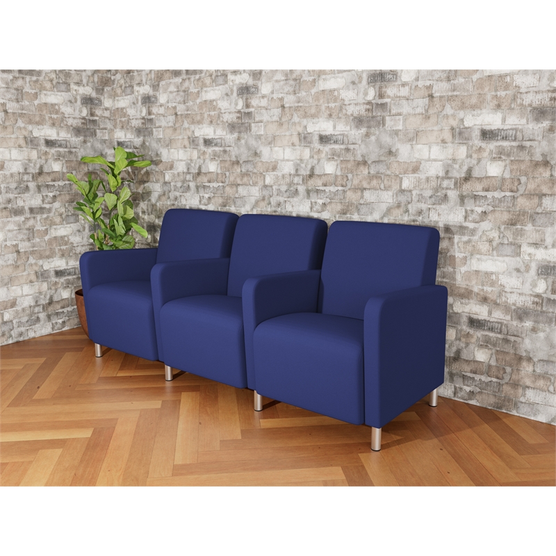 Lesro Ravenna Lounge Reception 3 Seat Tandem Seating in Blue