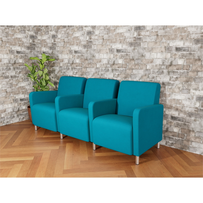 Lesro Ravenna Lounge Reception 3 Seat Tandem Seating in Teal