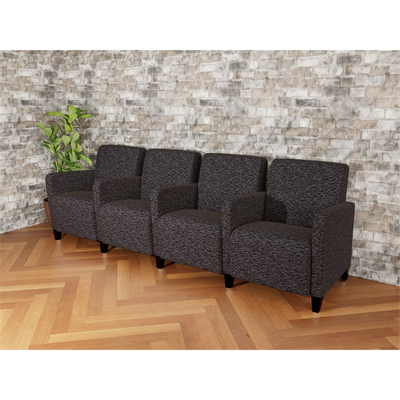 Lesro Ravenna Lounge Reception 4 Seat Tandem Seating in Black