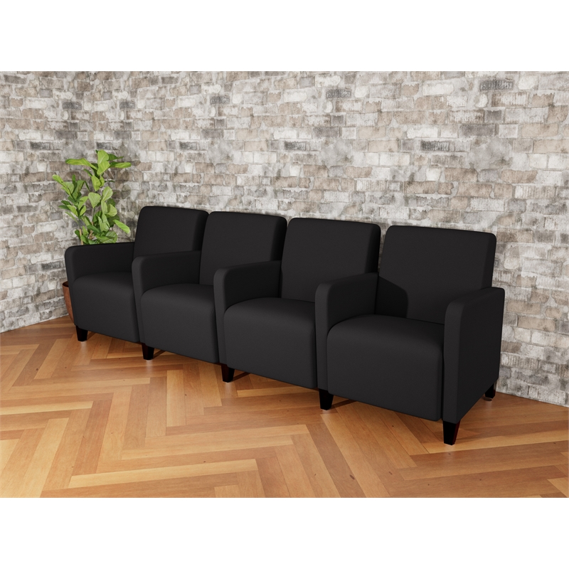 Lesro Ravenna Lounge Reception 4 Seat Tandem Seating in Black