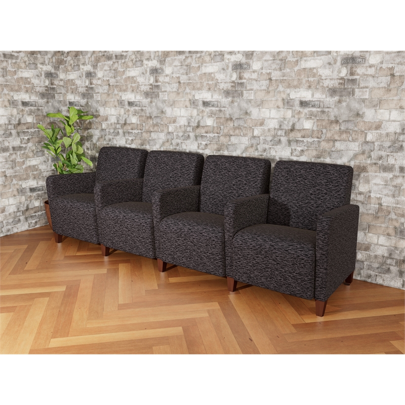Lesro Ravenna Lounge Reception 4 Seat Tandem Seating in Black