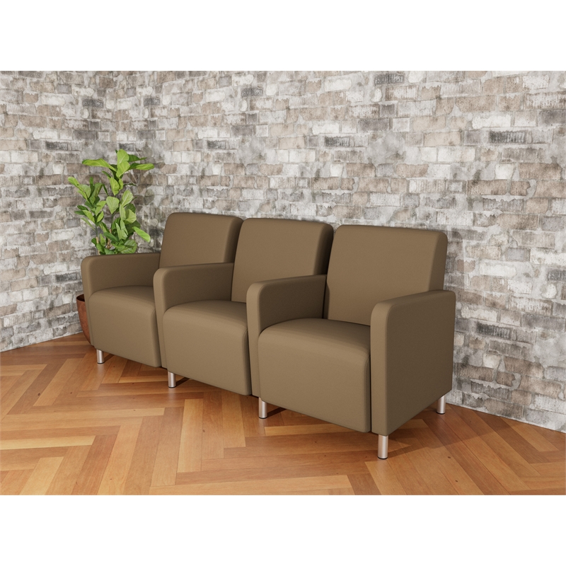 Lesro Ravenna Lounge Reception 3 Seat Tandem Seating in Brown