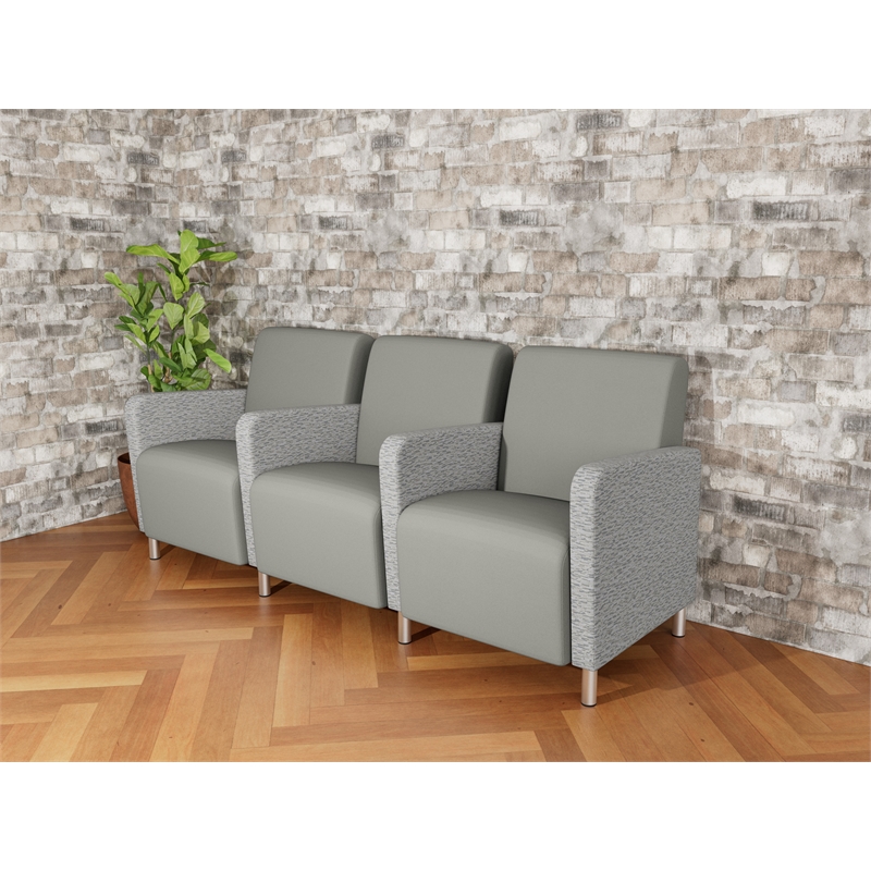 Lesro Ravenna Lounge Reception 3 Seat Tandem Seating in Gray