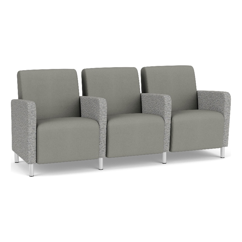 Lesro Ravenna Lounge Reception 3 Seat Tandem Seating in Gray