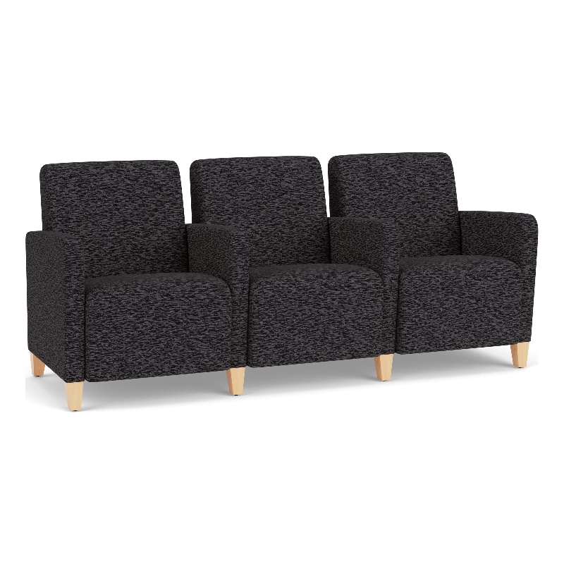 Lesro Ravenna Lounge Reception 3 Seat Tandem Seating in Black