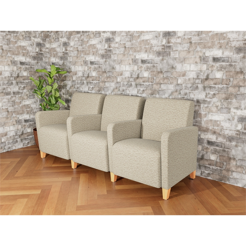 Lesro Ravenna Lounge Reception 3 Seat Tandem Seating in Beige