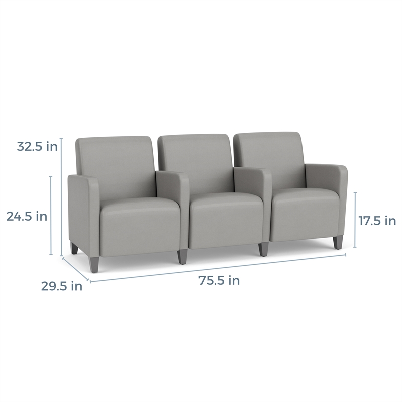Lesro Ravenna Lounge Reception 3 Seat Tandem Seating in Beige