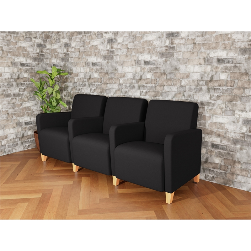 Lesro Ravenna Lounge Reception 3 Seat Tandem Seating in Black
