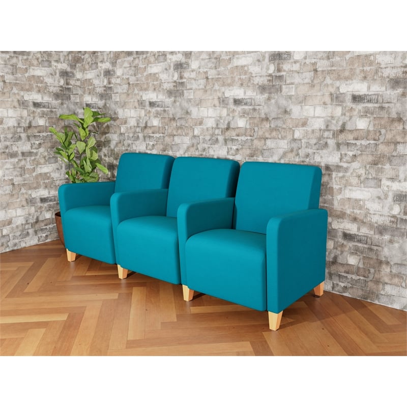 Lesro Ravenna Lounge Reception 3 Seat Tandem Seating in Teal
