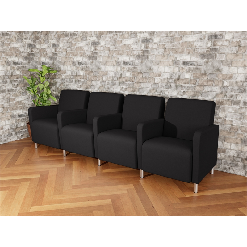 Lesro Ravenna Lounge Reception 4 Seat Tandem Seating in Black