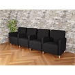 Lesro Ravenna Lounge Reception 4 Seat Tandem Seating in Black