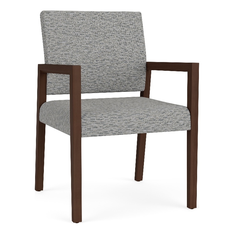 Lesro Brooklyn Waiting Reception Guest Chair Wood Frame in Gray