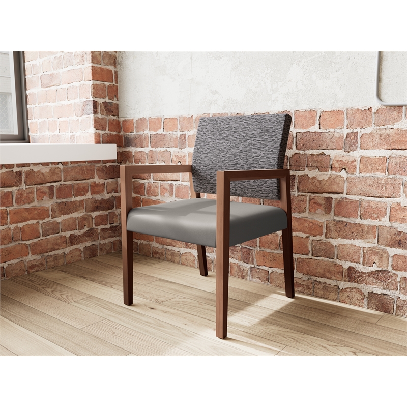 Lesro Brooklyn Waiting Reception Guest Chair Wood Frame in Gray