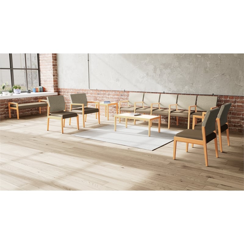 Lesro Brooklyn Waiting Reception Guest Chair Wood Frame in Gray