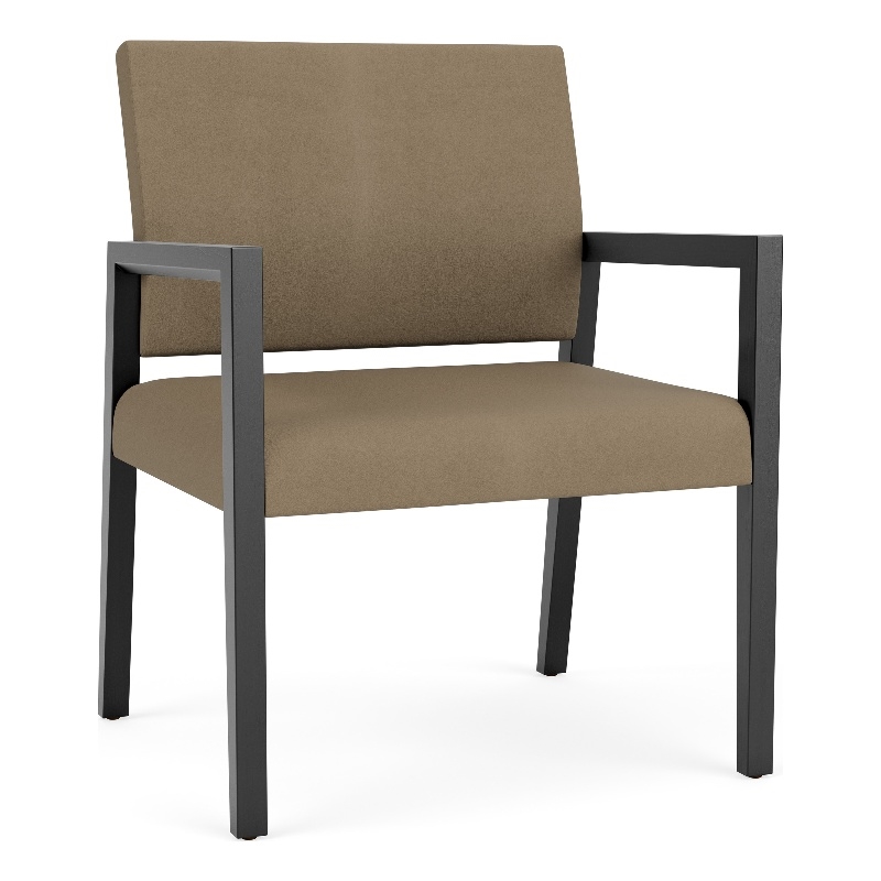 Lesro Brooklyn Waiting Reception Wide Guest Chair Wood Frame in Brown