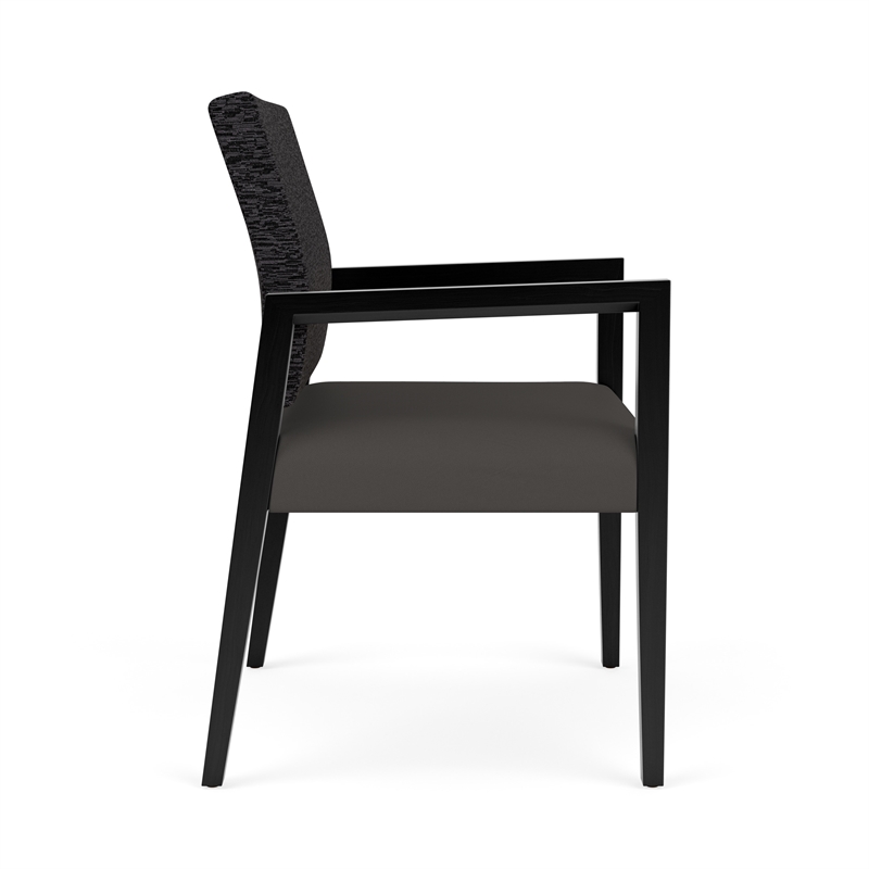 Lesro Brooklyn Waiting Reception Wide Guest Chair Wood Frame in Gray