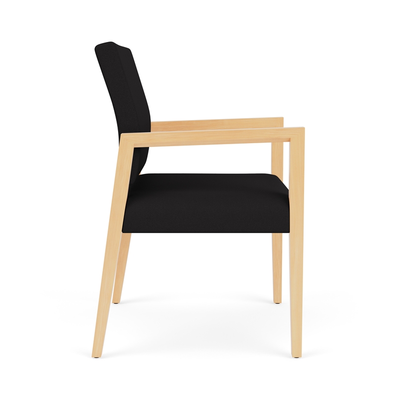 Lesro Brooklyn Waiting Reception Wide Guest Chair Wood Frame in Black