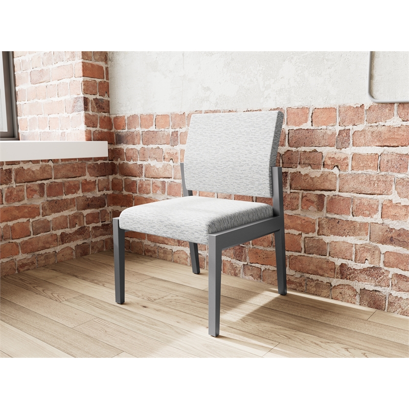 Lesro Brooklyn Waiting Reception Armless Guest Chair Wood Frame in Gray