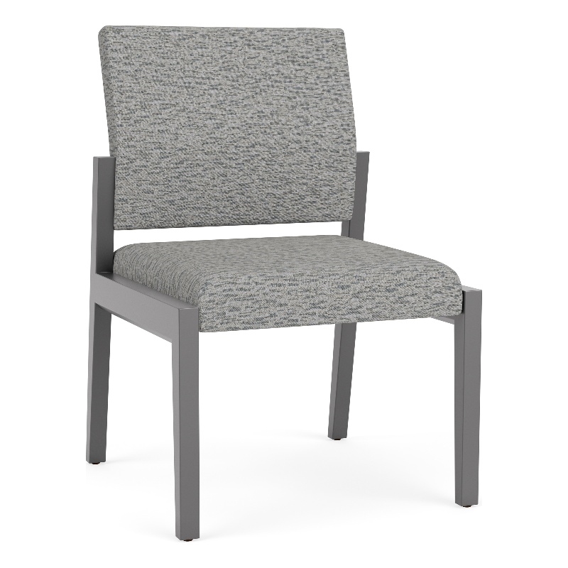 Lesro Brooklyn Waiting Reception Armless Guest Chair Wood Frame in Gray