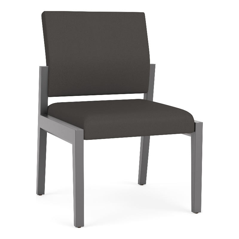 Lesro Brooklyn Waiting Reception Armless Guest Chair Wood Frame in Gray