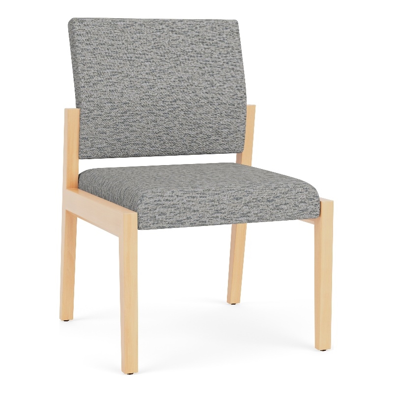 Lesro Brooklyn Waiting Reception Armless Guest Chair Wood Frame in Gray