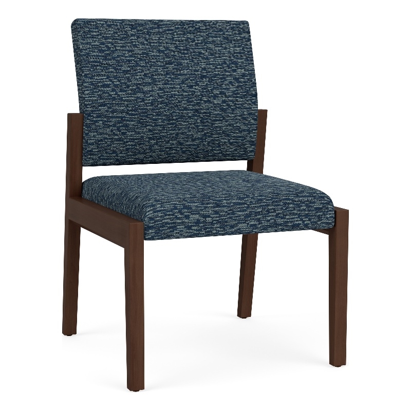 Lesro Brooklyn Waiting Reception Armless Guest Chair Wood Frame in Blue