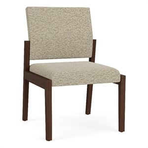 Lesro Brooklyn Waiting Reception Armless Guest Chair Wood Frame in Beige