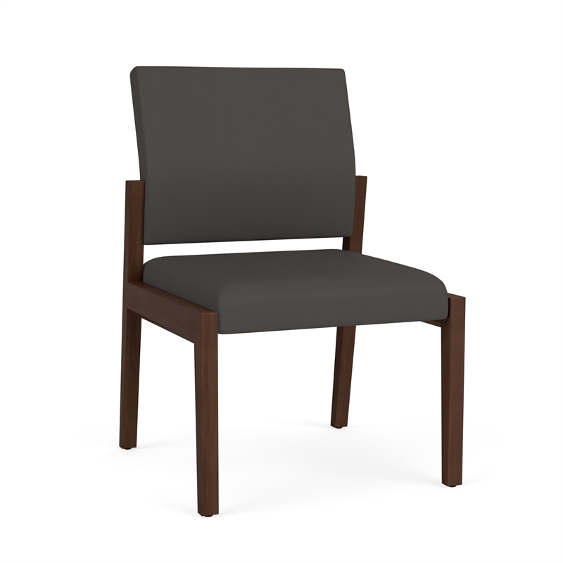 Lesro Brooklyn Waiting Reception Armless Guest Chair Wood Frame in Gray