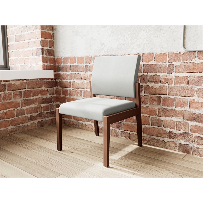 Lesro Brooklyn Waiting Reception Armless Guest Chair Wood Frame in Gray