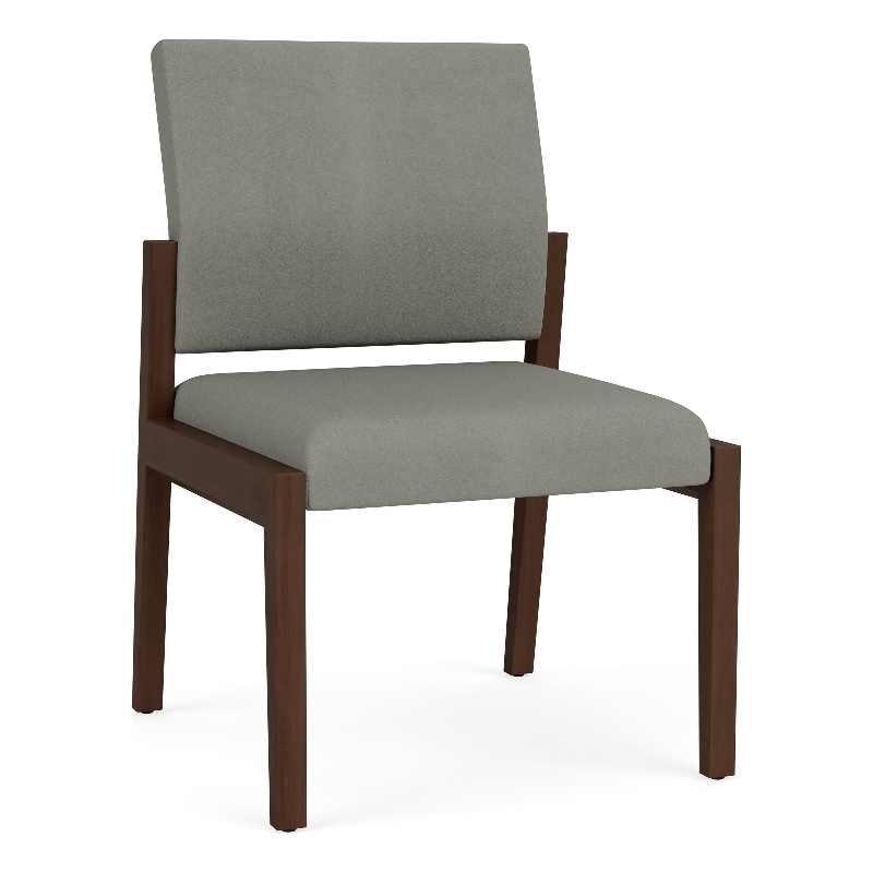 Lesro Brooklyn Waiting Reception Armless Guest Chair Wood Frame in Gray