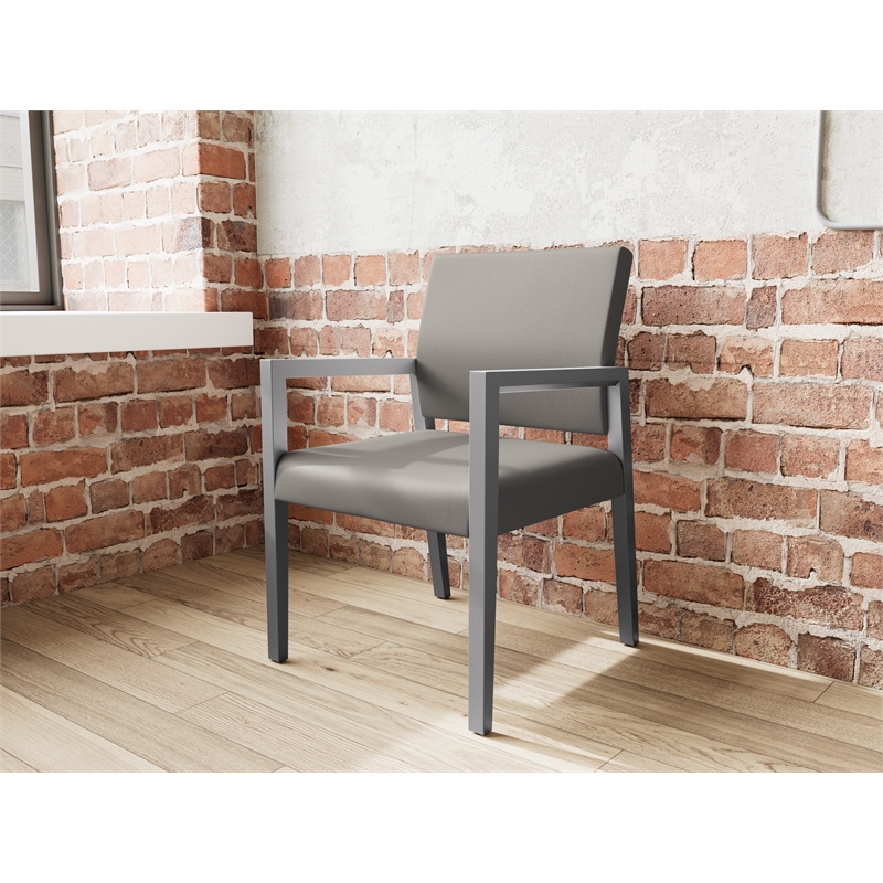 Lesro Brooklyn Waiting Reception Guest Chair Wood Frame in Gray