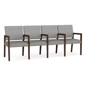 Lesro Brooklyn Waiting Reception 4 Seat Tandem Seating Wood Frame in Gray