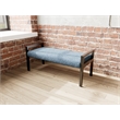 Lesro Brooklyn Waiting Reception 2 Seat Bench Wood Frame in Blue