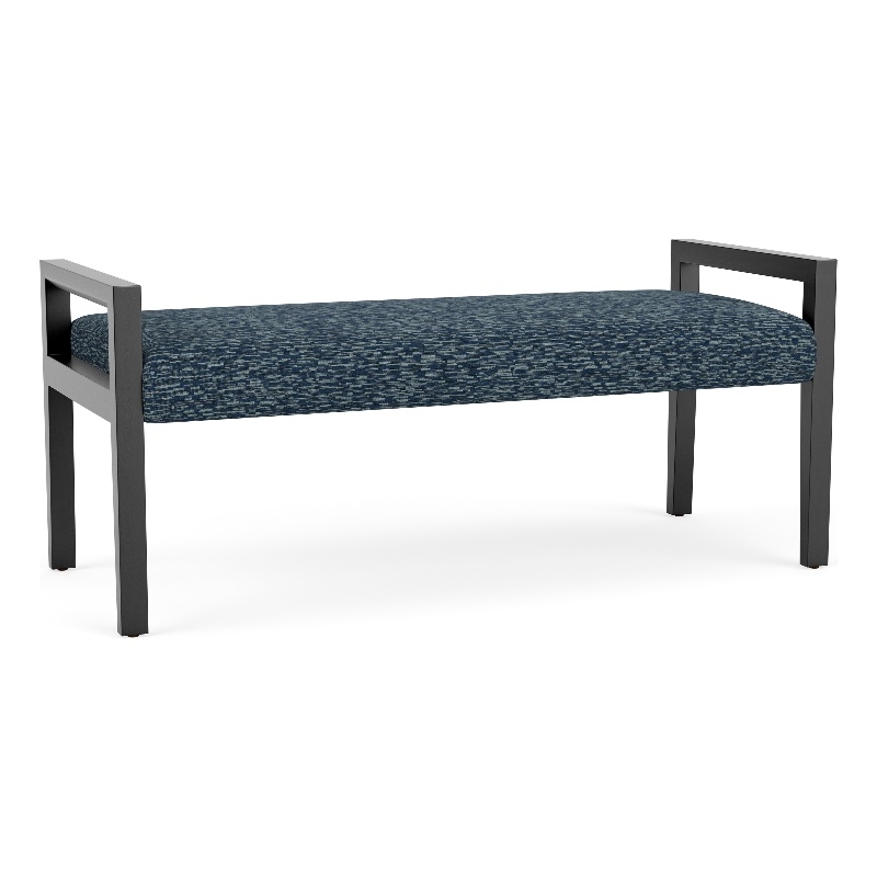 Lesro Brooklyn Waiting Reception 2 Seat Bench Wood Frame in Blue