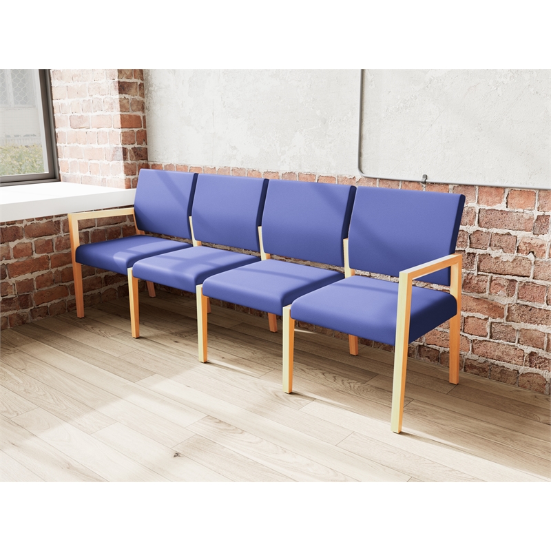 Lesro Brooklyn Waiting Reception 4 Seat Tandem Seating No Center Arms in Blue