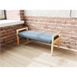 Lesro Brooklyn Waiting Reception 2 Seat Bench Wood Frame in Blue