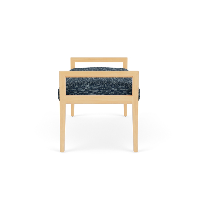 Lesro Brooklyn Waiting Reception 2 Seat Bench Wood Frame in Blue