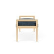 Lesro Brooklyn Waiting Reception 2 Seat Bench Wood Frame in Blue
