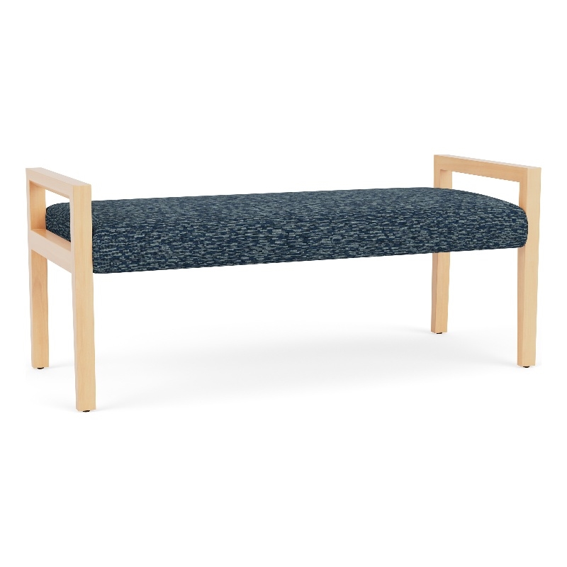Lesro Brooklyn Waiting Reception 2 Seat Bench Wood Frame in Blue