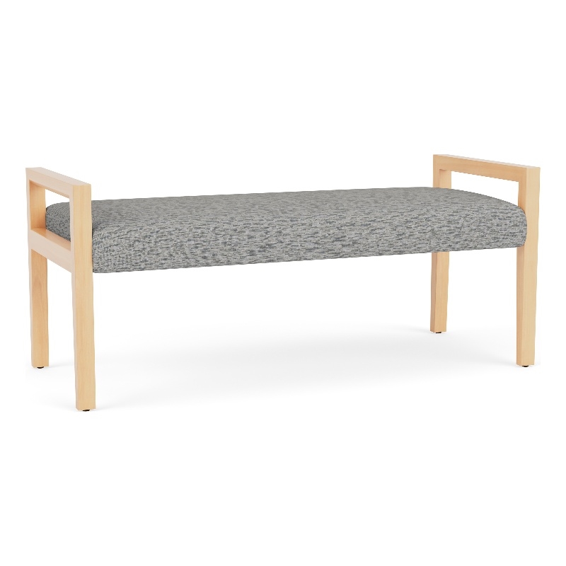 Lesro Brooklyn Waiting Reception 2 Seat Bench Wood Frame in Gray
