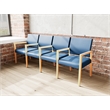 Lesro Brooklyn Waiting Reception 4 Seat Tandem Seating Wood Frame in Blue