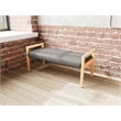 Lesro Brooklyn Waiting Reception 2 Seat Bench Wood Frame in Gray